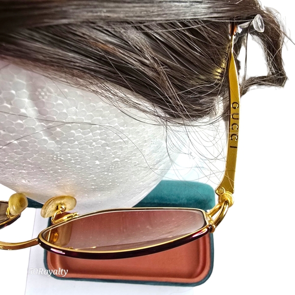 GUCCI Vintage Unisex GG 2600/S Brown Tint Sunglasses Brown & Gold Horsebit Frame - Picture 5 of 13